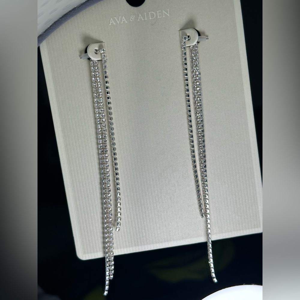 Ava & Aiden Silver Crystal Threader Earrings